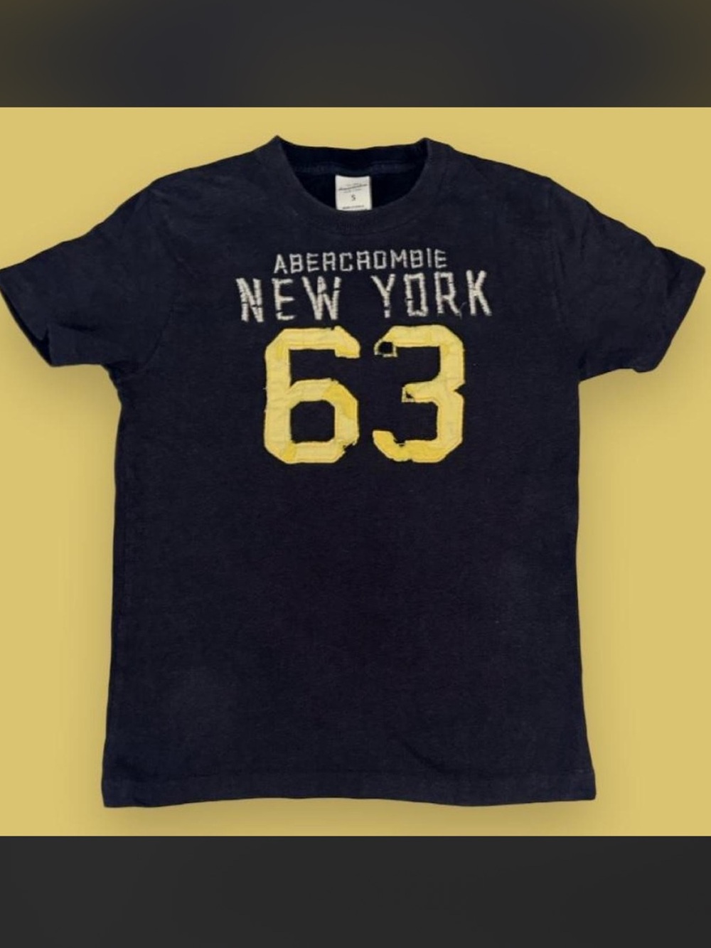 Abercrombie & Fitch Navy Tee with Yellow '63' & New York Logo